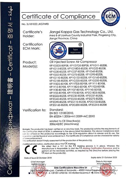 Κίνα Jiangxi Kappa Gas Technology Co.,Ltd Πιστοποιήσεις